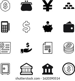 bank vector icon set such as: paying, commercial, reader, yen, icons, exchange, box, template, piggy, terminal, amount, machine, debit, safeguard, coins, budget, steel, pin, rich, transaction