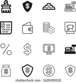 bank vector icon set such as: saving, decoration, promotion, gold, debt, bill, america, service, mobile, display, electronic, art, icons, logistic, wallet, amount, rounded, funds, web, monitor