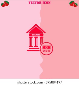 Bank vector  icon. Strawberry Background.
