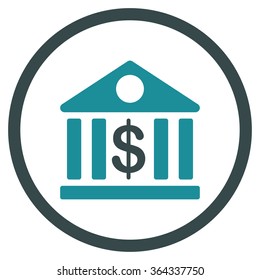 Bank vector icon. Style is bicolor flat circled symbol, soft blue colors, rounded angles, white background.