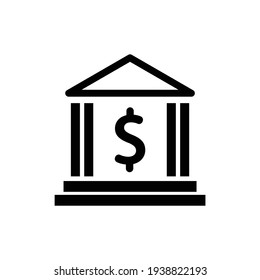 Bank Vector Icon Or Bank Symbol, Bank building icon in flat style. Museum vector illustration on. Black court, museum, bank building icon.