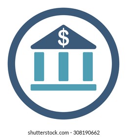 Bank vector icon. This flat rounded symbol uses cyan and blue colors and isolated on a white background.