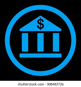 Bank vector icon. This flat rounded symbol uses blue color and isolated on a black background.