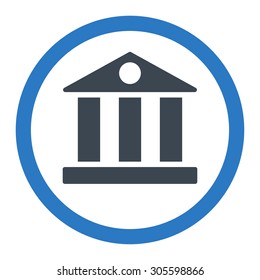 Bank vector icon. This rounded flat symbol is drawn with smooth blue colors on a white background.
