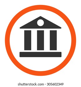 Bank vector icon. This rounded flat symbol is drawn with orange and gray colors on a white background.