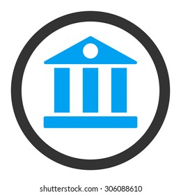Bank vector icon. This rounded flat symbol is drawn with blue and gray colors on a white background.