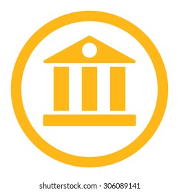 Bank vector icon. This rounded flat symbol is drawn with yellow color on a white background.