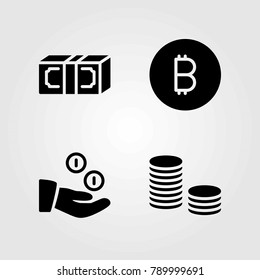 Bank vector icons set. coin, coins and money