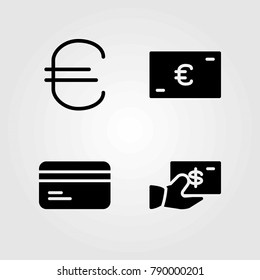Bank vector icons set. dollar, euro and credit card