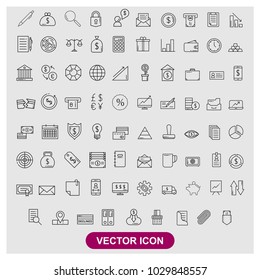 Bank vector icons set in trendy flat style isolated on grey background