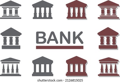 Bank vector icons set for web, internet, print