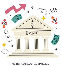 Ilustración vectorial bancaria. Diseño minimalista plano. Ilustración editable para el Web, móvil, impresión