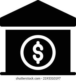 Bank-Vektorgrafik auf transparentem Hintergrund. Hochwertige Symbole. Glyphen Vektorsymbole für Konzept und Grafikdesign. 

