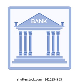 Bank vector, isolated icon in flat style, banking services of institution in classic style, place to keep money and get capital, investment and trust