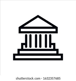 Bank vector line icon isolated on white background. Black courthouse vector symbol