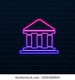 bank vector line icon, school and education icon. neon style. bank building icon in flat style. Government architecture vector illustration on white background. museum exterior business concept.