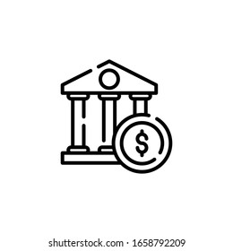 Bank Vector Line Illustration. Business and Finance icon 