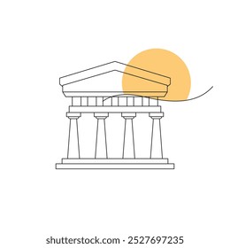 Bank vector linear icon. Icon of Greek theater with columns vector. Roman amphitheater icon. Pantheon icon. An ancient building on a pedestal with columns in the Greek and Roman styles.