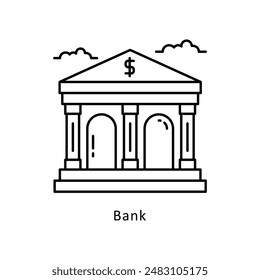 Bank vector  outline icon style illustration. Symbol on White background EPS 10 File