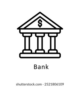 Ilustración de estilo de icono de esquema de Vector bancario. Símbolo sobre fondo blanco EPS 10 Archivo