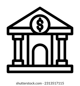 Bank Vector Thick Line Icon For Personal And Commercial Use.
