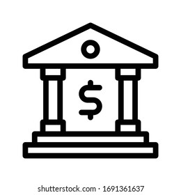 icono de línea delgada de vector de banco 