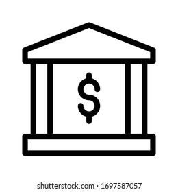 icono de línea delgada de vector de banco 