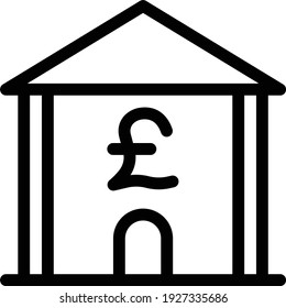 icono de línea delgada de vector de banco