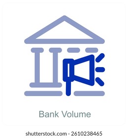 Bank Volume and institution icon concept
