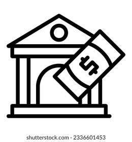 vector de contorno de icono de cartera bancaria. Envío de dinero. Tarjeta digital