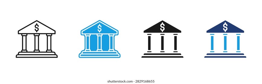 Bank web icon multiple style collection