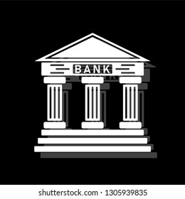 Bank. White flat simple icon with shadow