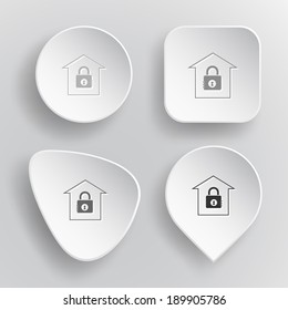 Bank. White flat vector buttons on gray background.