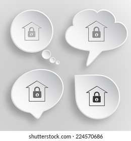 Bank. White flat vector buttons on gray background.