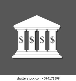 bank - white vector icon  with shadow