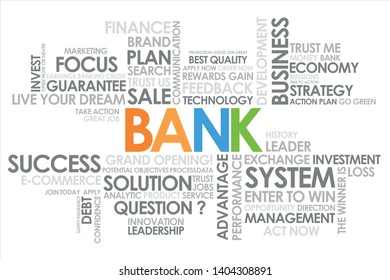 Bank in word cloud and white background