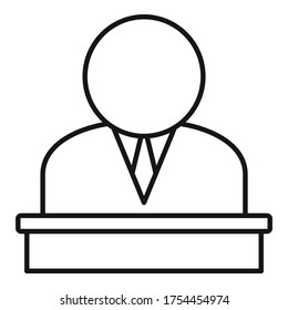 Bankarbeitnehmersymbol. Umrisslinie für Bankarbeiter, Vektorsymbol für Webdesign einzeln auf weißem Hintergrund