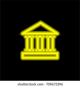 Bank yellow glowing neon ui ux icon. Glowing sign logo vector