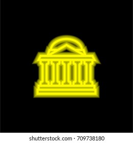 Bank yellow glowing neon ui ux icon. Glowing sign logo vector