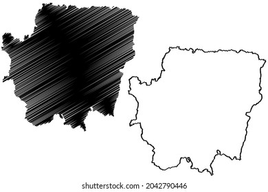 Banka district (Bihar State, Bhagalpur division, Republic of India) map vector illustration, scribble sketch Banka map