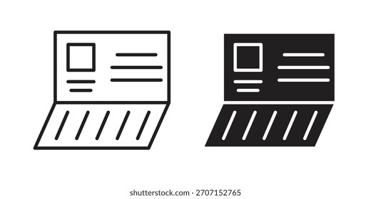 Icono de Bankbook en un diseño de Vector de trazo negro y versión sólida plana sobre fondo blanco