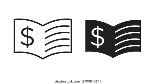 Ilustración vectorial de icono de libro bancario. Diseño plano. Símbolos de Vector de Diseño gráfico.