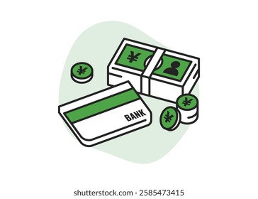 Bankbook and money financial savings image illustration