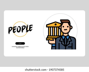 banker avatar on white background, very suitable for learning media
