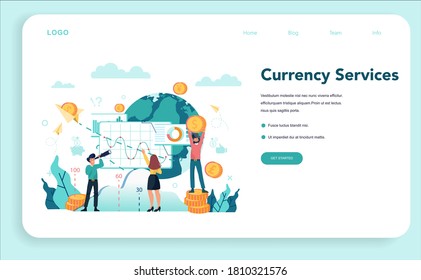 Banker or banking concept web banner or landing page. Idea of finance income, money saving and wealth. Depositing and investing a contribution in the bank. Vector illustration in flat style