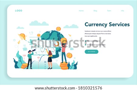 Banker or banking concept web banner or landing page. Idea of finance income, money saving and wealth. Depositing and investing a contribution in the bank. Vector illustration in flat style