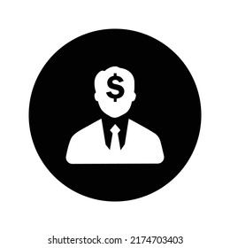 Banker, businessman, dollar icon. Rounded vector graphics.