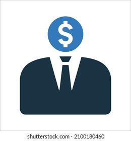 Banker, Businessman Icon. Simple Editable Vector Design Isolated On A White Background.