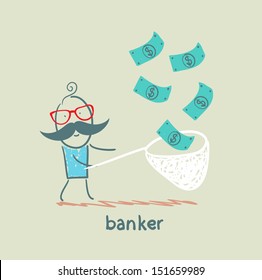 banker catches a net dollar