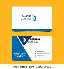 Banker and financier business card template vector. Also use by bank teller, manager, investor
and businessman. This clean business card include logo template that illustrate bank icon and
activity.